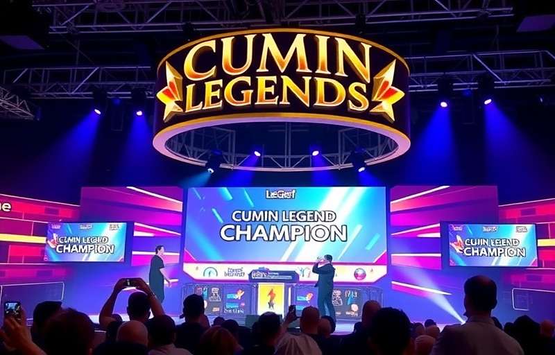 Cumin Legend Champion Competitive Gaming Scene Cumin Legend Champion national tournament finals showing players competing on stage in front of a large audience
